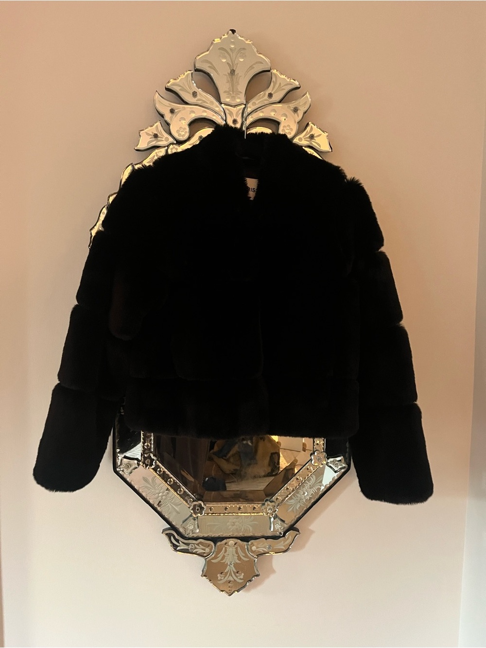 Apparis Sai Black Faux-Fur Short Coat